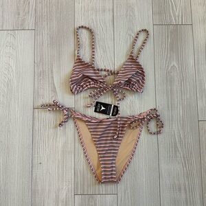 Striped Triangle Bikini Set